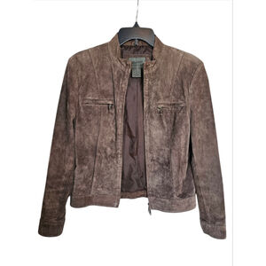 John Paul Richard Brown Suede 100% Leather Moto Jacket Vintage Y2K EUC Size 10